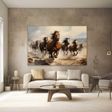 Quadro Cavalos Correndo Cavalo Luxo  100x70 Decorativo Sala