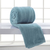 Manta Cobertor Soft Lisa Casal Microfibra Felpuda Macia Cor Azul-claro