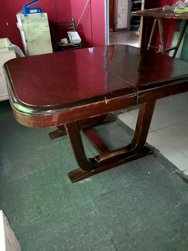 Mesa Madera Comedor Sala Roble Oscuro Antigua Vintage Fotos