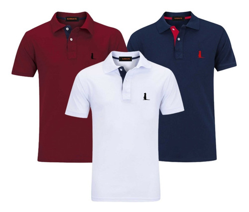 Kit 3 Camisas Gola Polo, Original Camisetas Blusas Qualidade