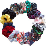 Donas Para Cabello Floreadas Scrunchies Surtidas 24 Piezas