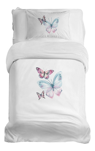 Cubre-plumón Transición Mariposas Rosada-tuyo Print-algodón
