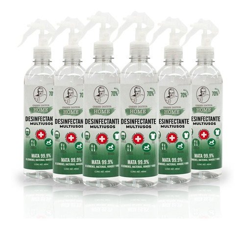 6 Pack Santizante Multiusos- Green Doctor- 480 Ml C/u