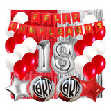 Combo Globos River Numero X2 + Banderin + Perlados Cortina