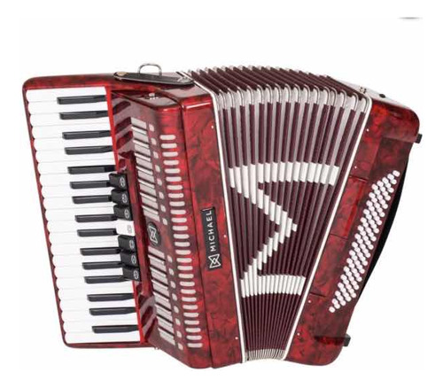 Acordeon Michael Acm6005n 60 Baixos  Vermelho Perolado