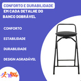 Banqueta Baixa Articulável E Dobrável 50 60 70 Cm De Altura Acabamento Da Estrutura 60cm Cor Preto