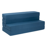 Sofa Cama Doble Sillon Plegable Colchon Matrimonial 2 En 1 Color Azul