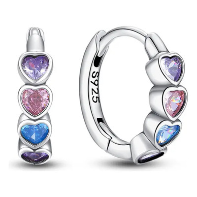 Pendientes De Aro Aretes S925 De Plata Con Circonitas Multi