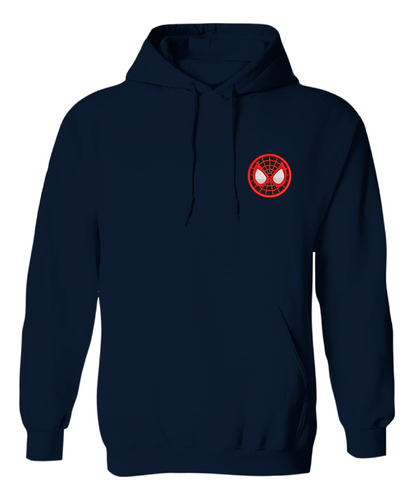 Sudadera Bordado Algodon  Hombre Araña Spiderman Negro Logo