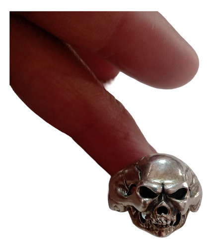 Anillo Plata Calavera Maciza Santo Pecador 