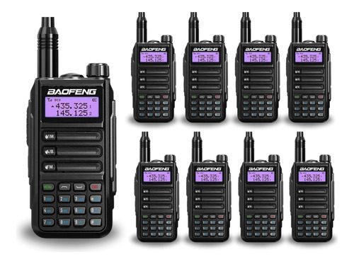 Kit 9 Rádios Walk Talk Comunicador 80km Uv16 Microfone Ip55