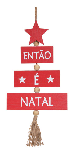 Placa Decorativa Então É Natal Vermelho 39x10 Cm F04