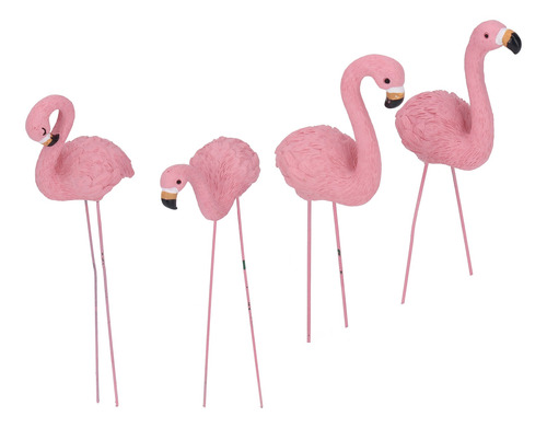 Estatua De Jardín Rosa De Flamingo Yard, 4 Piezas, Elegantes