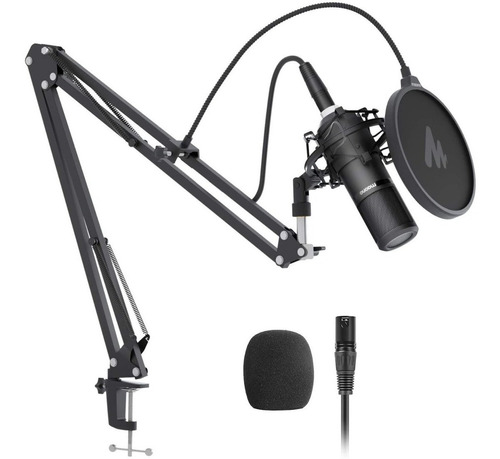 Microfono Pro + Soporte + Antipop Radio Podcast Maono Pm320s