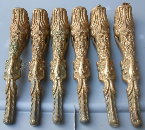 6 Antiguas Patas De Bronce Para Mueble 