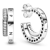 Pendientes Doble Pave Plata 925 Pand Incluye Empaque 