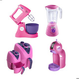 Kit Cozinha Infantil Completa Comida Cafeteira Air Fryer Zuk Cor Rosa