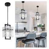 Isla De Cocina De Cristal Negro, Accesorios Colgantes Modern