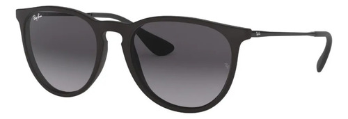 Anteojos De Sol Ray-ban Erika Classic Standard Con Marco De Nailon Color Matte Black, Lente Grey De Policarbonato Degradada, Varilla Matte Black De Metal - Rb4171