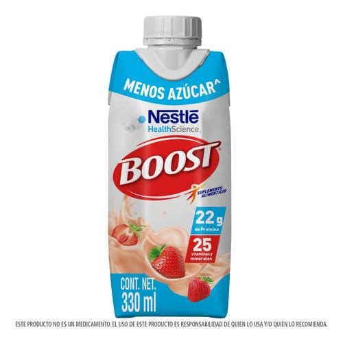 Pack X12 Cajas De Suplemento Boost Menos Azúcar Fresa 330ml