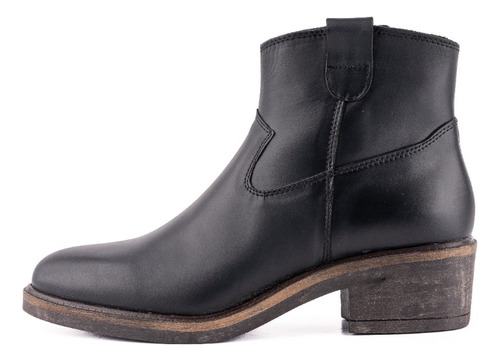 Bota Texana Negra De Cuero Mujer Montagner