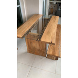 Mesa Área De Lazer 2,40x0,80 + 2 Bancos Madeira Exclusiva 