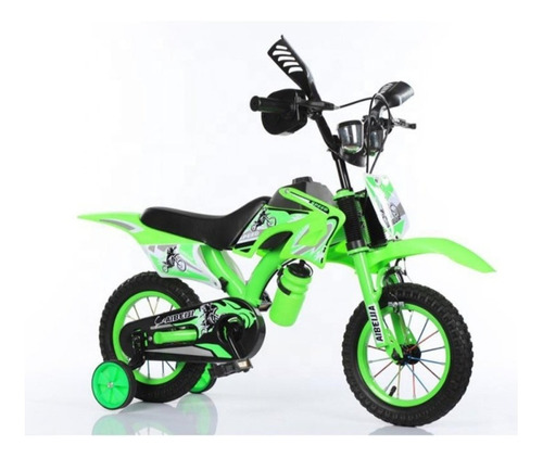 Bicimoto Niños Aro16 Con Sonido Motocross Innovador Verde