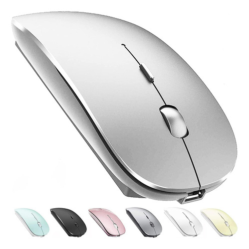 Mouse Inalámbrico Peibo , Bluetooth , Usb , Plateado