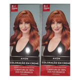  2 Coloração Em Cremo Tinta Avon Para Cabelos 8.4 Acobreado C Tom Acobvreado Claro 8.4