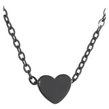 Collar Mujer Hombre Corazón Mini Minimalista Acero Negro