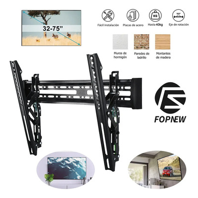 Soporte Base Tv Brazo Para 32-75 Pulgadas Pantallas Tv Monitor Fopnew, Soporte Inclinable, Soporte De Movimiento Completo Con Brazos Dobles Articulados, Soporte Para Television Ajustable, Color Negro | MercadoLibre