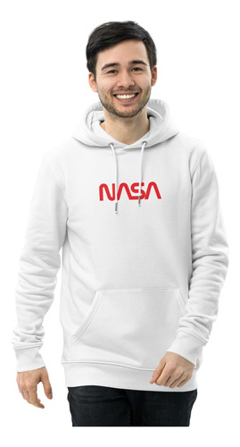 Buzo Hoodie Con Capota Estampado Nasa Rojo Unisex Undertop