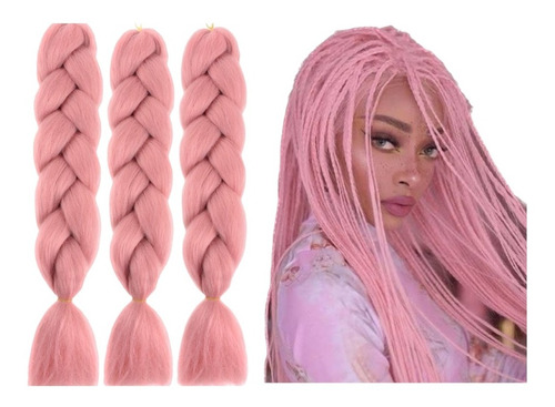 Extensiones Rosas 100% De Kanekalon Para Trenzas Africanas