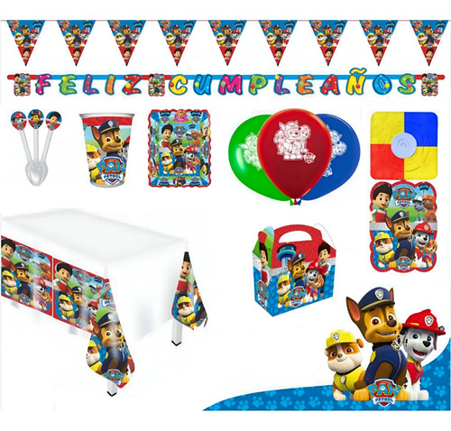 Kit Infantil Decoración Fiesta - Paw Patrol X20 Inv + Cajas