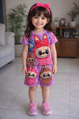 Conjunto La Bubu Playera Y Short Para Niñas .