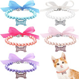 Collar Para Mascota, 5 Unidades, Perlas, Cristales Brillante