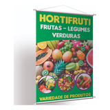 Kit 5 Placa Faixa Banner Hortifrúti -frutas/legumes/verduras