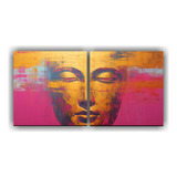 120x60cm Cuadros Abstractos Cara De Buda En Dorado Y Rosa