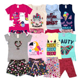 Kit Lote 8 Conjunto Feminino Infantil Roupa Atacado Menina 