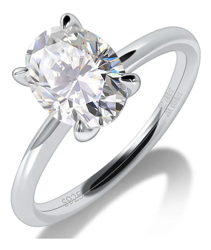Anillo De Moissanita Corte Ovalado 2ct Con Certificado