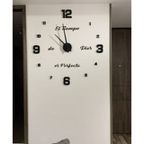 Reloj De Pared 3d Grande 100x100cm + Frase En Vinilo 