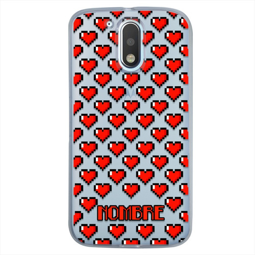 Funda Motorola Antigolpes Corazón Pixel Personalizada Nombre