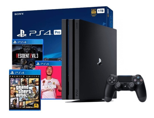 Playstation 4 Pro 1tb - Ps4 Pro 1tb + 3 Jogos Completo Com N