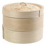 Vaporizador De Bambú De 2 Niveles Y 8 Pulgadas, Cesta Dim Su