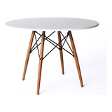 Mesa Eames 4 Lugares Base Madeira Tampo Mdf Redondo 77cm