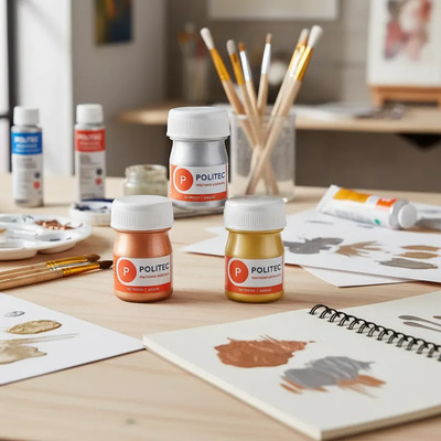 Set Pinturas Acrilica Politec Oro Plata Y Bronce Metálica | MercadoLibre