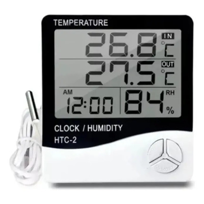 Htc-2 Termohigrómetro Digital Higrometro Termometro Reloj | MercadoLibre