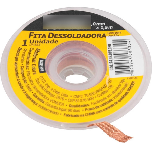 Fita/malha Dessoldadora 2mm X 1,5m Vonder