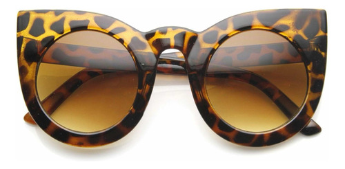 Óculos De Sol Cat Eye Oversized Animal Print Feminino Marrom