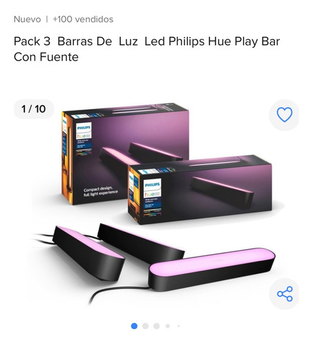 Philips Hue Play Hdmi 4k Sync Box + Pack 3 Barras De Luz Led